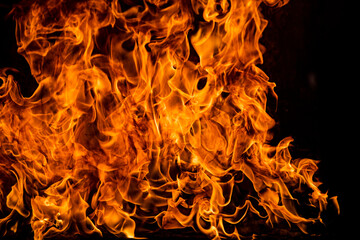The fire, burning flame. Large burning flaming fire.