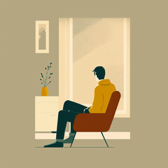 Relaxed person, minimalist style