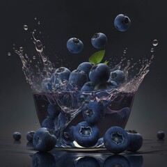 blackberry in water splash