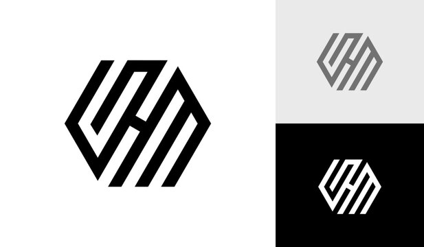 Letter GHM initial hexagon monogram logo design vector