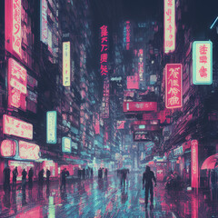 city at night in the rain