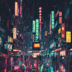 Obraz premium city at night in the rain