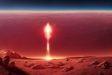 rocket on a Mars realistic landscape generative ai