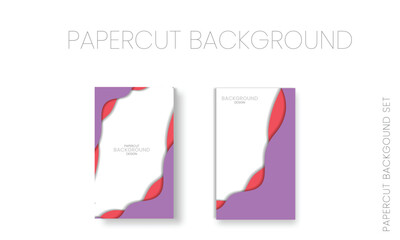 Vertical banners set with 3D abstract background and paper cut shapes