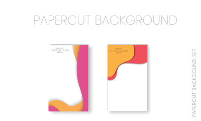Vertical banners set with 3D abstract background and paper cut shapes
