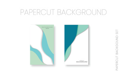 Vertical banners set with 3D abstract background and paper cut shapes