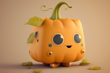 Obraz premium cute pumpkin character created using AI Generative Technology