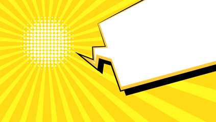 Pop art comic background with blank speech bubble. Cartoon Vector Illustration on yellow