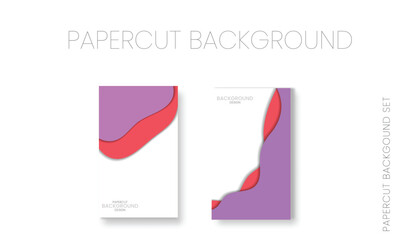 Vertical banners set with 3D abstract background and paper cut shapes