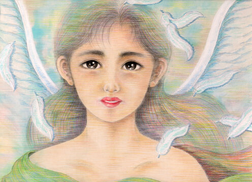 少女のイラスト・美しい天使の少女