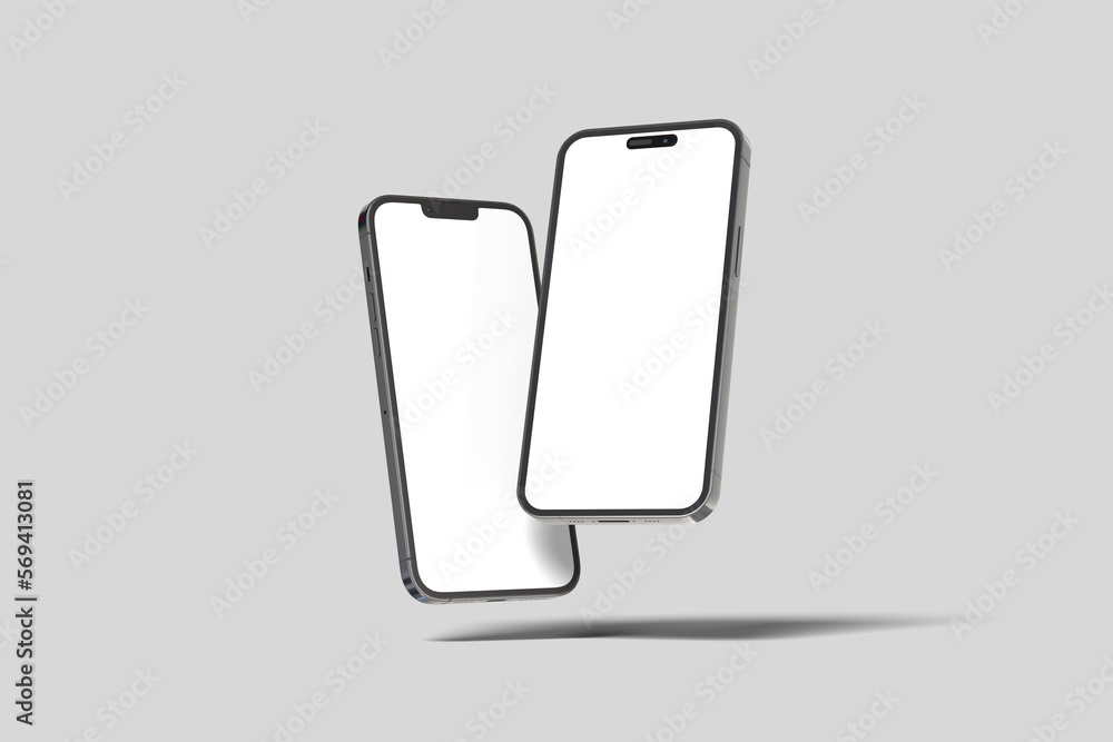 Canvas Prints blank two smartphone mockup floating