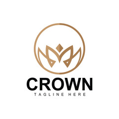 Obraz premium Crown Logo, Royal Design, Throne Holder King And Queen, Vector Icon Brand Product Template Simple Template