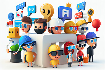 Cartoon characters. A working team of professionals
