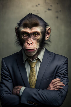 ai generated image portrait of a monkey in a suit