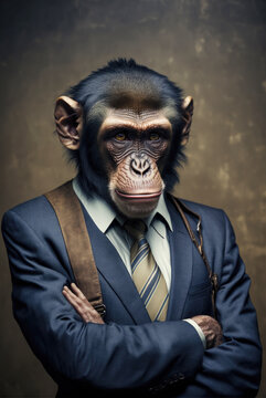 ai generated image portrait of a monkey in a suit