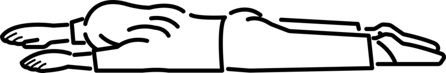 倒れた女性のイラスト　線画のみ