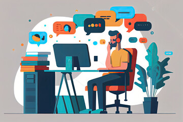 Internet assistant at work. promotion in the network