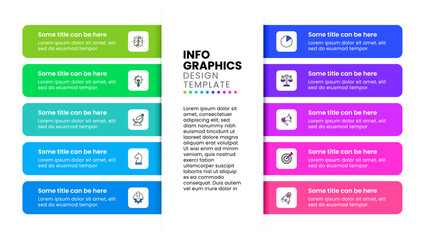 Infographic template. 10 strips with text and icons