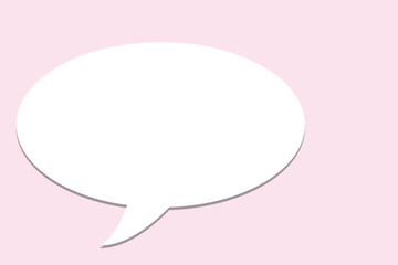 Weiße Sprechblase vor einem rosa Hintergrund, 2D-Illustration