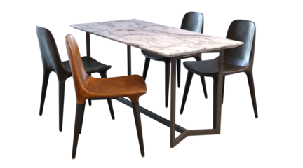 Scene creator side view table and chairs transparent background
