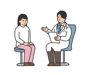 診察する医師と患者の女性