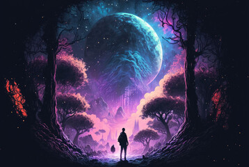 Fantasy Mystical Forest Landscape, digital art style