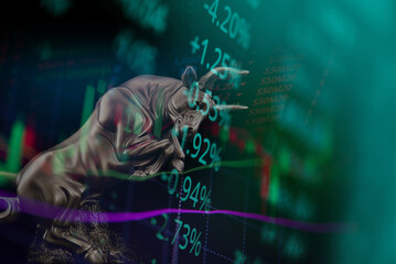 stock market bull vs bear graph stock market graph trading investment financial stock exchange financial stock graph chart business crisis crash loss grow up gain profits win up trend bullish bearish