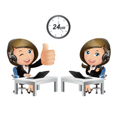 People Set - Business - Women. Customer support with headphones-3