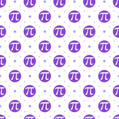 Pi Day Seamless Pattern Design with Mathematical Constants or Baked Pie in Template Hand Drawn Cartoon Flat Illustration