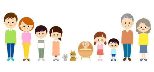 ペットを飼っている3世代の大家族