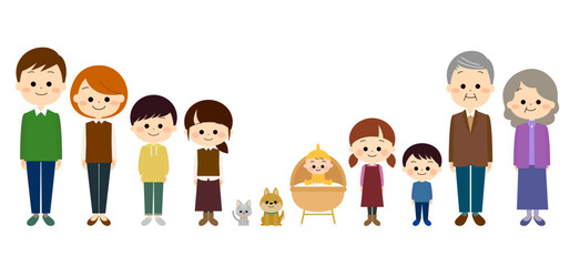 ペットを飼っている3世代の大家族