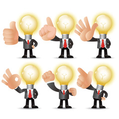 People Set - Business - Big hand. Bulb man