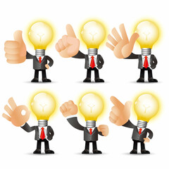 People Set - Business - Big hand. Bulb man