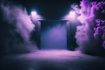 Mysterious doorway covered in smoke