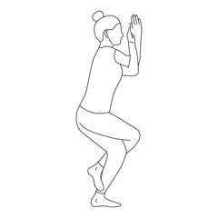 Line art of woman doing Yoga in eagle pose vector.