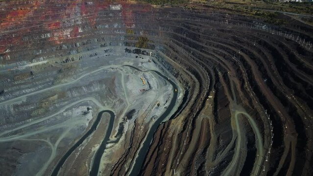 quarry mining iron ore top view drone