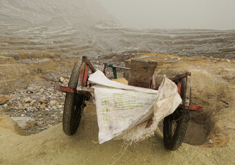 Sulphur miner's trolley at mount Ijen.