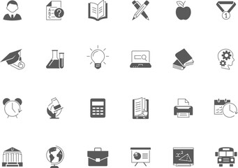 Education concept simple black vector icons