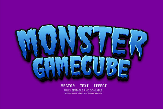 Monster Gamecube 3d editable text effect vector template