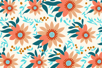Fototapeta premium Boho Chic Flower Minimalist Pattern, Generative AI