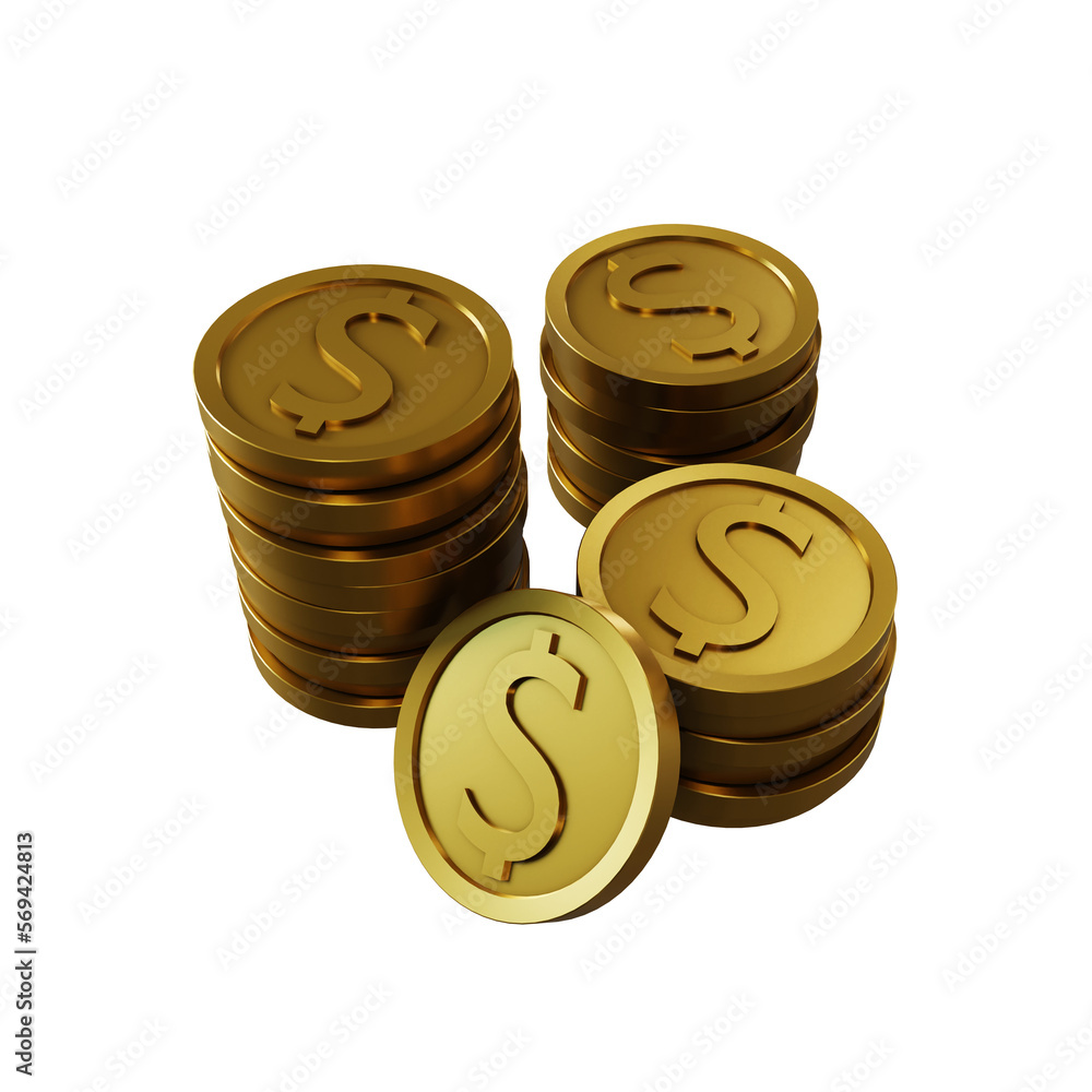Poster a background with a pile of golden coins, 3d rendering
