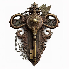 Old steampunk key image, Ai generated