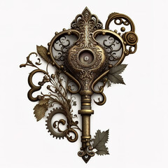 Old steampunk key image, Ai generated