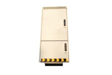 Temporary old electrical distribution electric control box business installed outside. Main substation, Clipping path, Breaker, power button to distribute electricity supply. Isolated on cutout PNG.