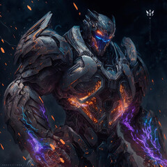 3D Rendered Futuristic Cyberpunk Robot Jaeger 15