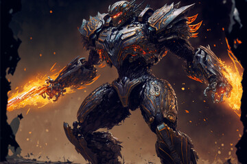 3D Rendered Futuristic Cyberpunk Robot Jaeger 11