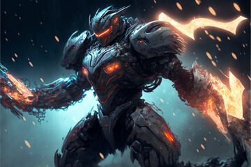 3D Rendered Futuristic Cyberpunk Robot Jaeger 10