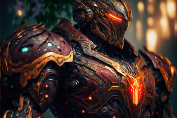 3D Rendered Futuristic Cyberpunk Robot Jaeger 5