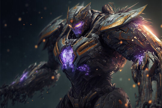 3D Rendered Futuristic Cyberpunk Robot Jaeger 13