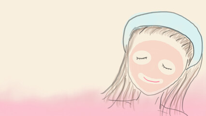 パックをしながら、お風呂でリラックスする女性